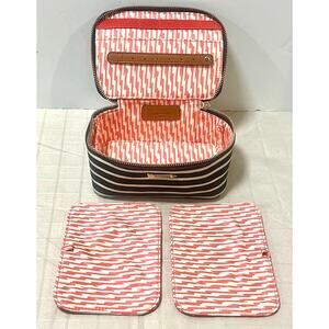 New Stella & Dot Striped Travel Jewelry Cosmetics Storage Box Organizer 6.5x4.5